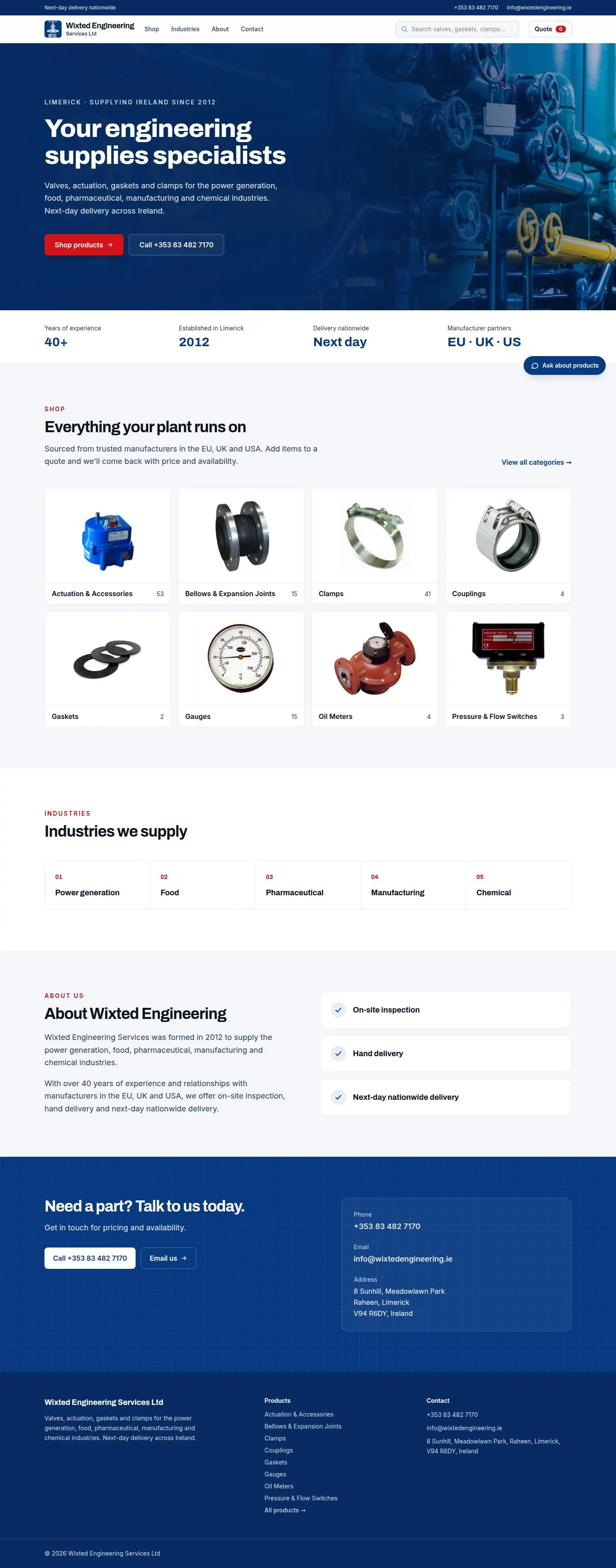 The supplier’s new homepage